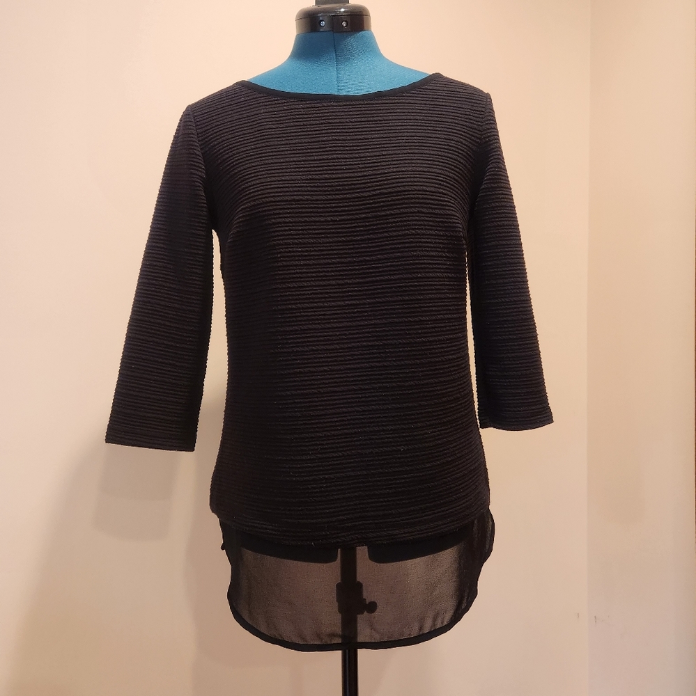 Dynamite Black Top Sweater Pullover size P/S 3/4 sleeves